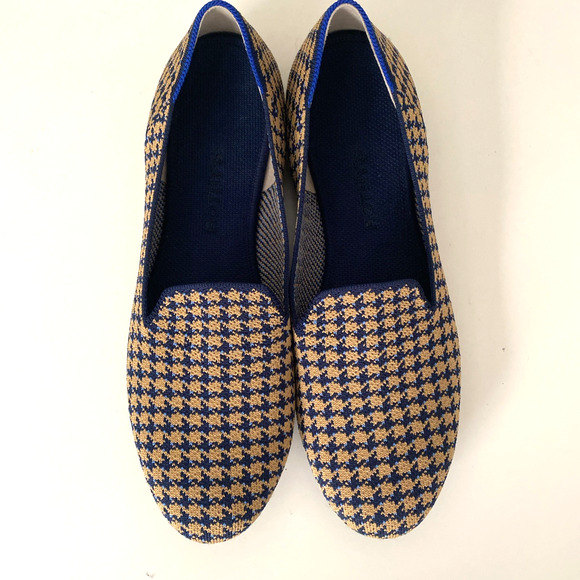 ROTHY'S Sapphire Camel Houndstooth Loafer Flat Slip On Round Toe Brown Blue 12 - Picture 3 of 10